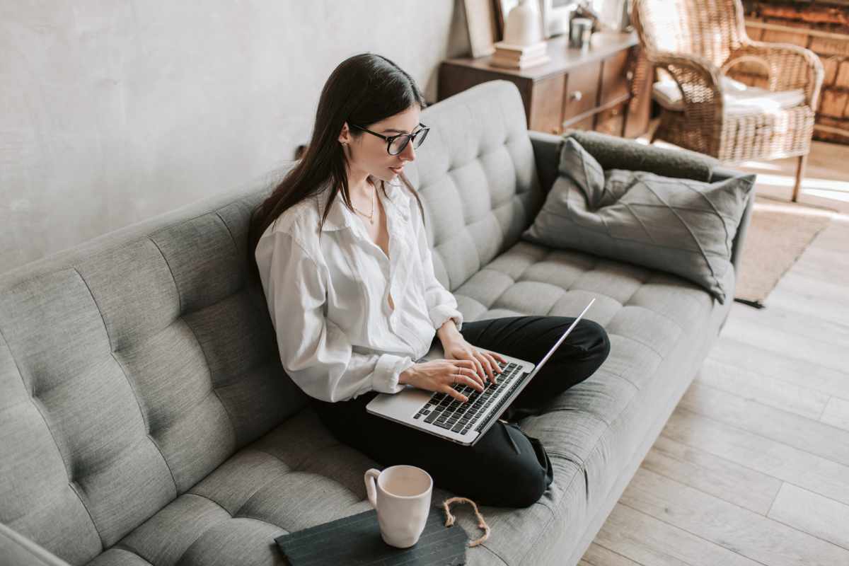 Remote worker on couch